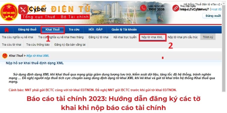 Báo cáo tài chính 2023: Hướng dẫn đăng ký các tờ khai khi nộp báo cáo tài chính 5 nộp báo cáo tài chính năm