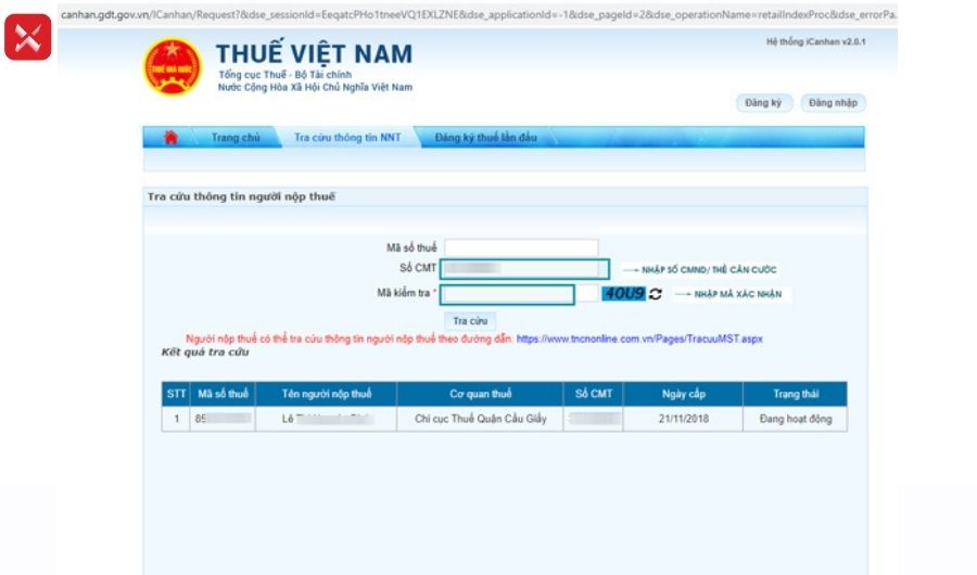 Cách tra mã số thuế cá nhân trên website Thuế điện tử