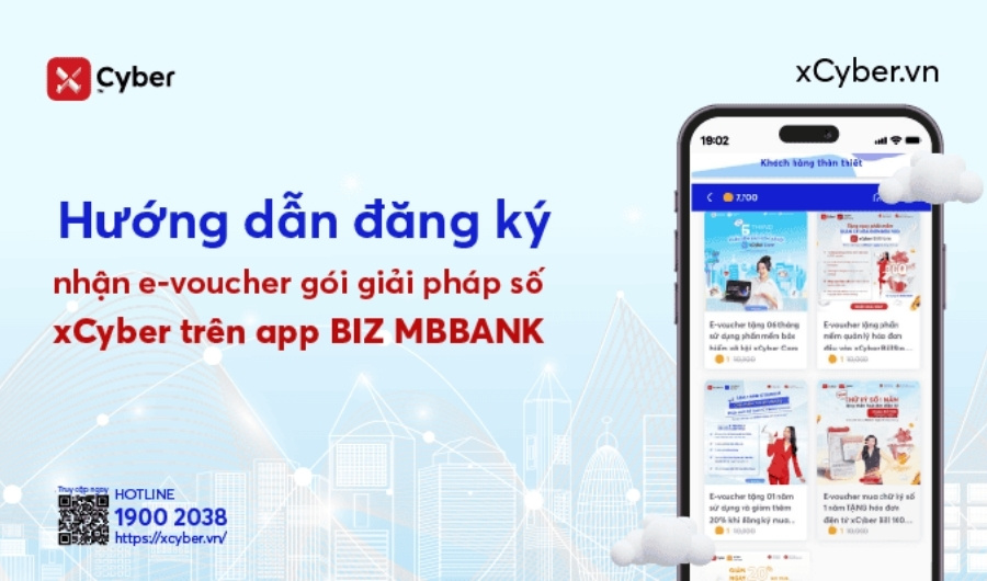 Hướng dẫn đăng ký nhận E-voucher gói giải pháp số xCyber trên app MBBank/ BIZ MBBank