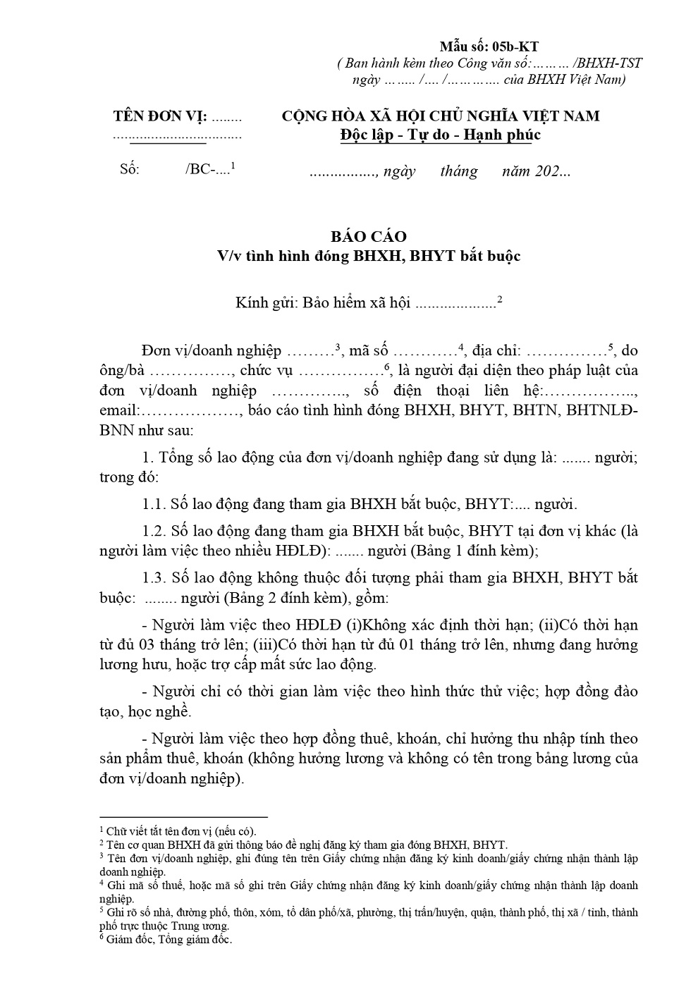 Tải mẫu 05b-KT – Mẫu báo cáo tình hình đóng BHXH, BHYT 2 mẫu 05b-kt là gì