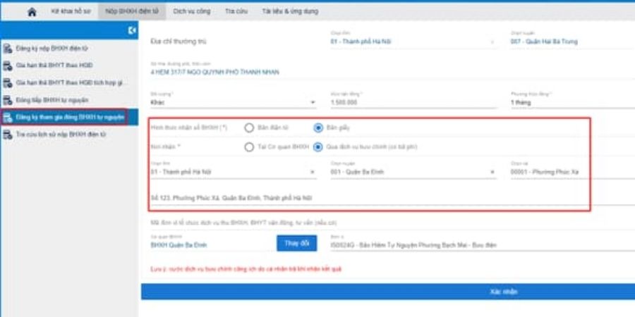 Tất tần tật về đăng ký bảo hiểm xã hội tự nguyện online mới nhất 2025 9 Chọn hình thức nhận sổ BHXH