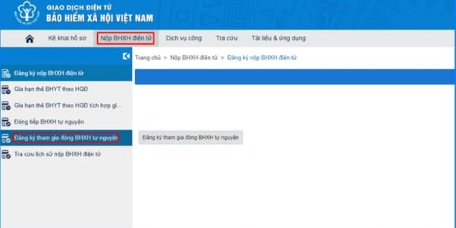 Tất tần tật về đăng ký bảo hiểm xã hội tự nguyện online mới nhất 2025 5 Chọn mục “Đăng ký tham gia đóng BHXH tự nguyện"