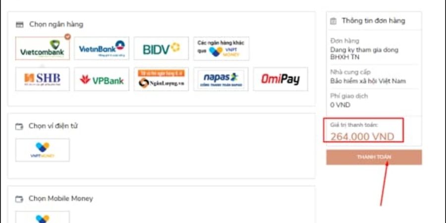 Tất tần tật về đăng ký bảo hiểm xã hội tự nguyện online mới nhất 2025 13 Chọn phương thức thanh toán phù hợp