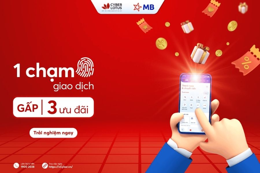 1 Chạm giao dịch - Gấp 3 ưu đãi với phần mềm kế toán xCyber Books và Bizapp MB Bank 1 Sử dụng phần mềm kế toán xCyber Books giao dịch qua Bizapp MB Bank