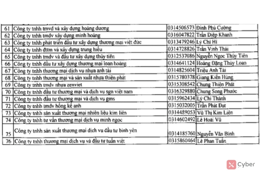 113 doanh nghiệp bán hóa đơn trái phép do Tổng cục Thuế công bố - Ảnh 4