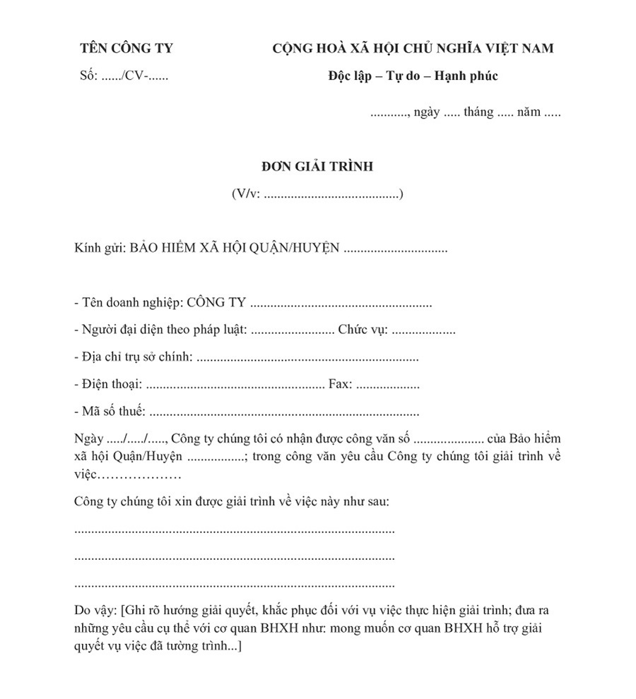công văn giải trình đóng trùng bảo hiểm xã hội