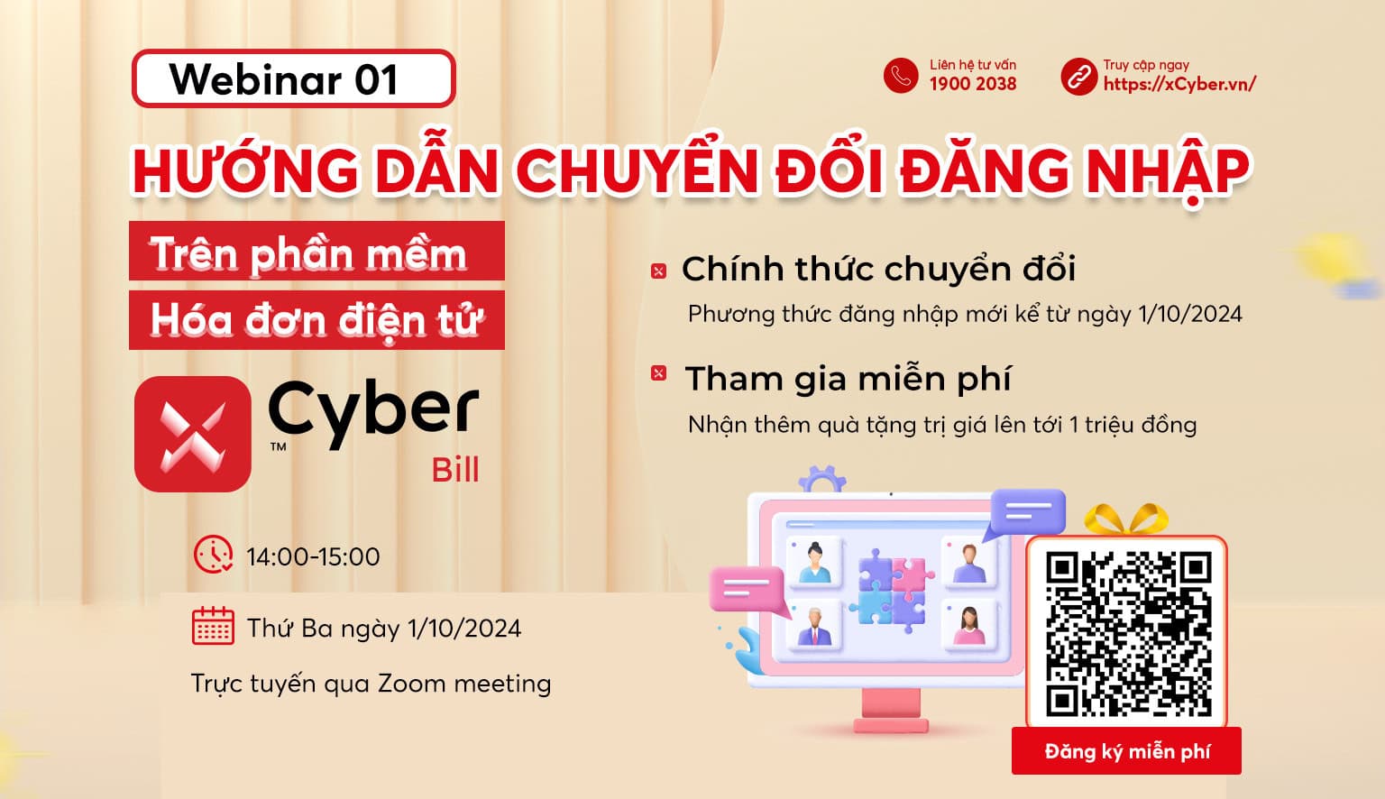 Webinar 01: Hướng dẫn chuyển đổi đăng nhập - Phần mềm hóa đơn điện tử xCyber Bill