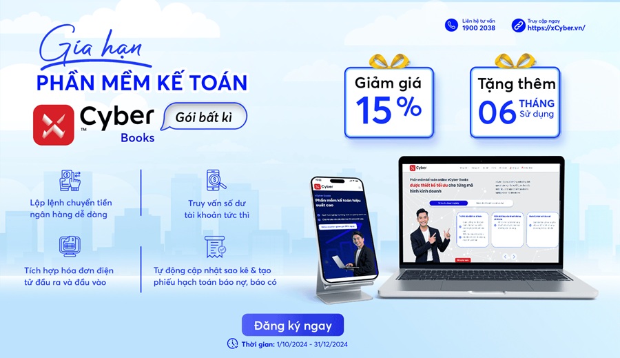 Gia hạn xCyber Books - Giảm ngay 15% và tặng thêm 6 tháng sử dụng miễn phí! 1 Gia hạn xCyber Books – Giảm ngay 15% và tặng thêm 6 tháng sử dụng miễn phí!