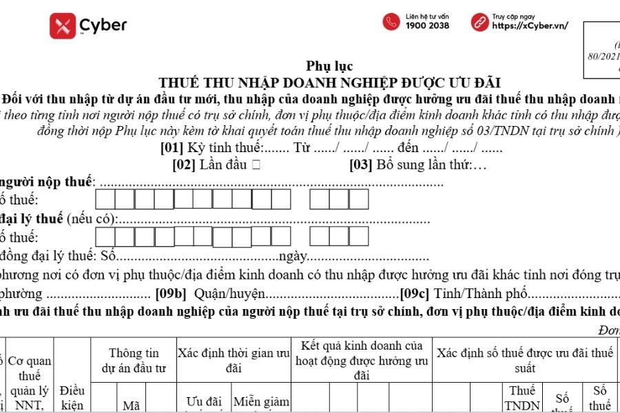 Mẫu 03-3A/TNDN, ban hành theo Thông tư 80/2021/TT-BTC