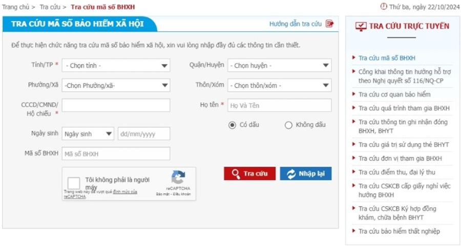Hướng dẫn tra cứu đóng bảo hiểm xã hội trên baohiemxahoi.gov.vn? Thời gian đóng là khi nào? 3 cách tra cứu đóng bảo hiểm xã hội trên baohiemxahoi.gov.vn - bước 3.1