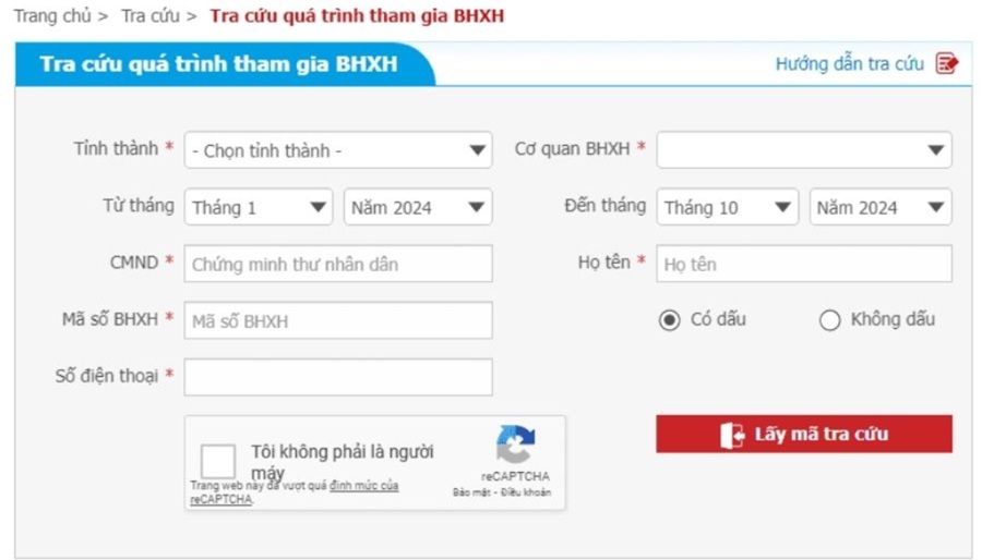 Hướng dẫn tra cứu đóng bảo hiểm xã hội trên baohiemxahoi.gov.vn? Thời gian đóng là khi nào? 4 cách tra cứu đóng bảo hiểm xã hội trên baohiemxahoi.gov.vn - bước 3.2