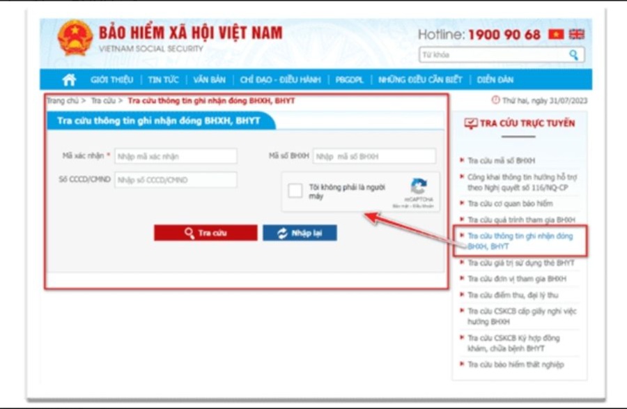 Hướng dẫn tra cứu đóng bảo hiểm xã hội trên baohiemxahoi.gov.vn? Thời gian đóng là khi nào? 5 cách tra cứu đóng bảo hiểm xã hội trên baohiemxahoi.gov.vn - bước 3.3