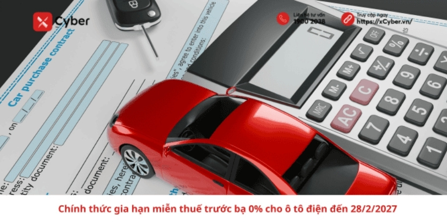 Chính thức miễn thuế trước bạ cho ô tô điện đến 28/02/2027