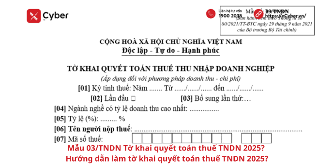 Mẫu 03/TNDN Tờ khai quyết toán thuế TNDN 2025