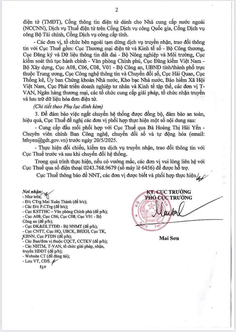 Kế hoạch tạm dừng các hệ thống ứng dụng ngành Thuế phục vụ việc chuyển địa điểm đặt Trung tâm dữ liệu của Cục Thuế 3 a2