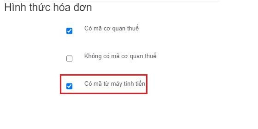 Chọn hình thức hóa đơn