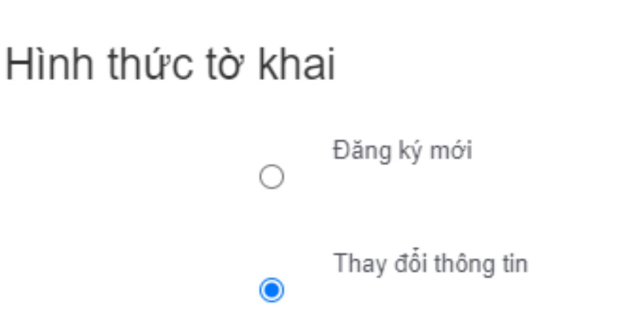 Lựa chọn hình thức tờ khai