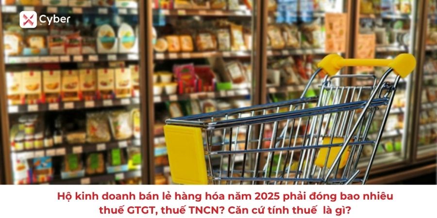 Hộ kinh doanh bán lẻ hàng hóa năm 2025 phải đóng bao nhiêu thuế GTGT, thuế TNCN? Căn cứ tính thuế đối với hộ và cá nhân kinh doanh là gì? 13 Hộ kinh doanh bán lẻ hàng hóa năm 2025 phải đóng bao nhiêu thuế GTGT, thuế TNCN?