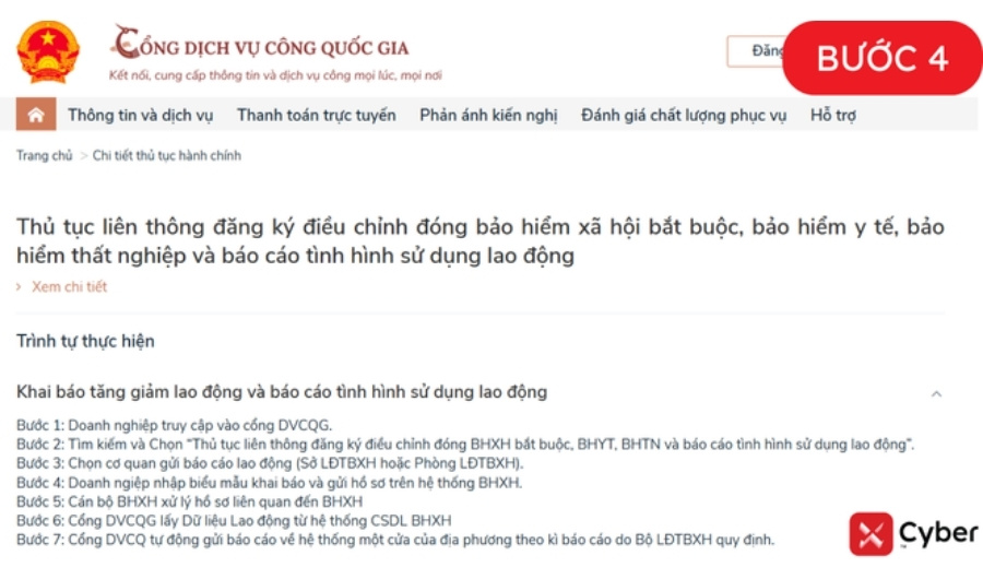 nộp báo cáo tình hình sử dụng lao động 6 tháng đầu năm - bước 4