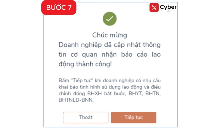 nộp báo cáo tình hình sử dụng lao động 6 tháng đầu năm - bước 7