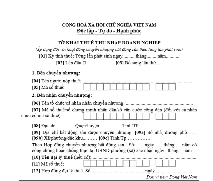 Mẫu 02/TNDN tờ khai thuế TNDN mới nhất từ ngày 01/07/2025
