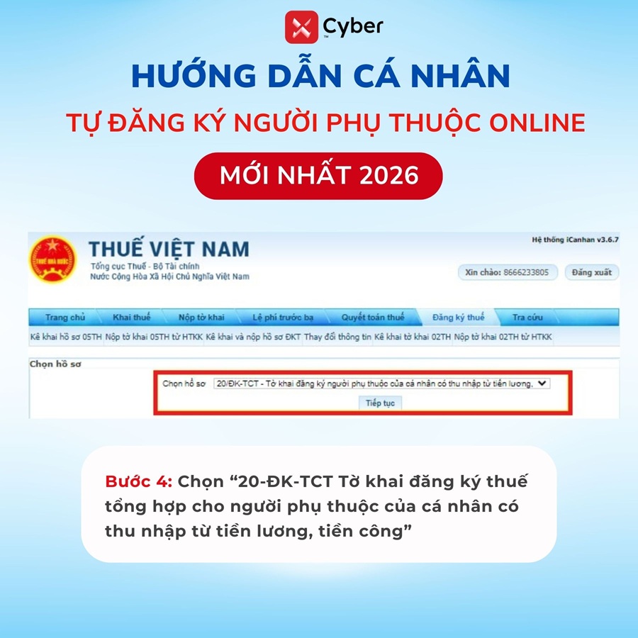 cách cá nhân tự đăng ký người phụ thuộc online - bước 4