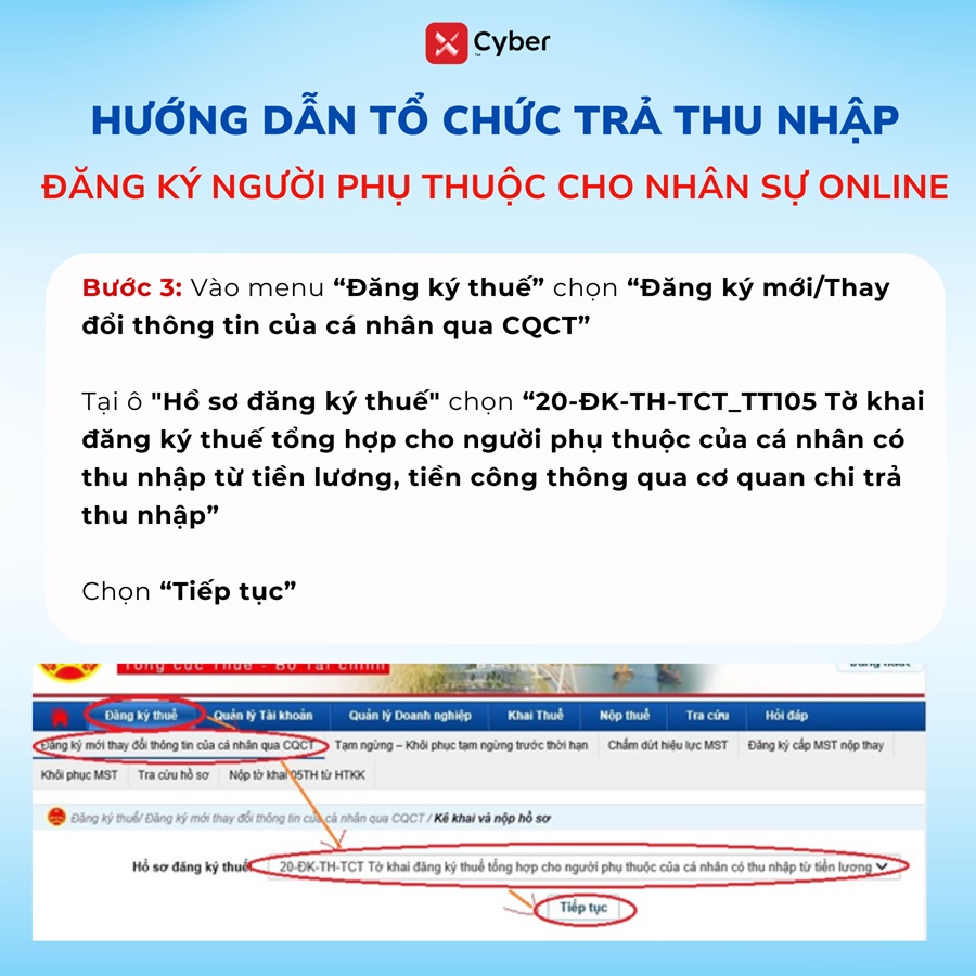 cách tổ chức đăng ký người phụ thuộc online - bước 3