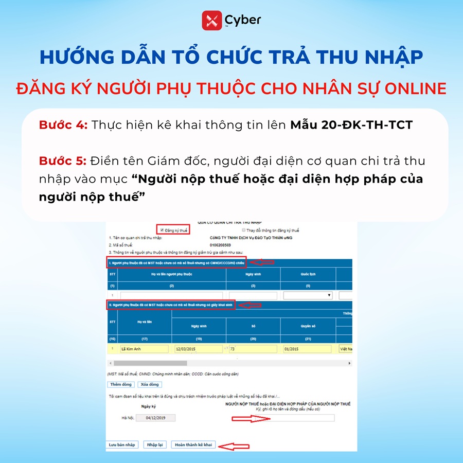 cách tổ chức đăng ký người phụ thuộc online - bước 4 - 5