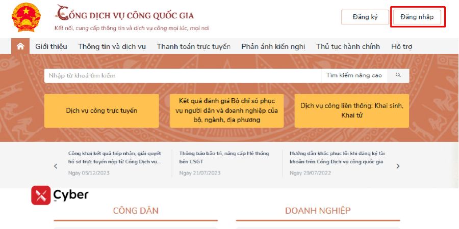 Hướng dẫn cách đóng bảo hiểm xã hội tự nguyện online và trực tiếp 2 Đăng nhập Dịch vụ công Quốc gia nếu bạn đã có tài khoản