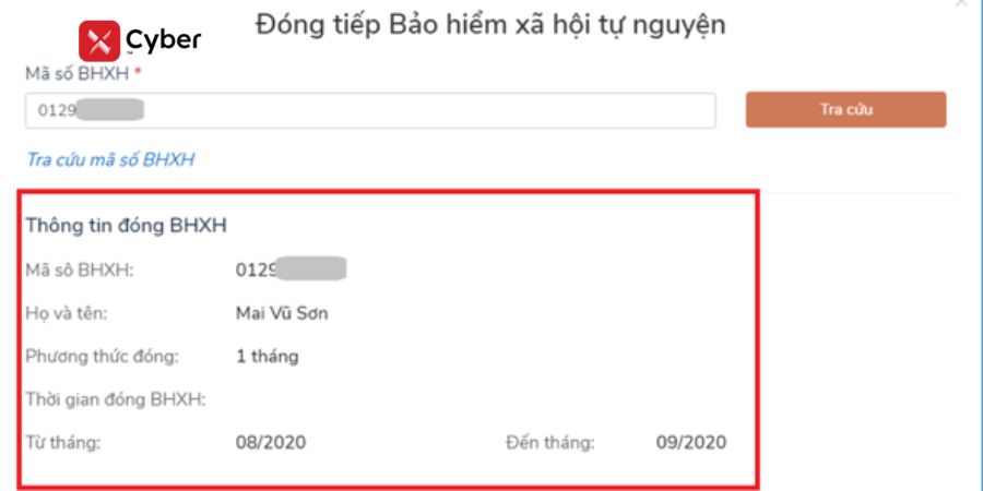Hướng dẫn cách đóng bảo hiểm xã hội tự nguyện online và trực tiếp 4 Tra cứu thông tin để xác nhận đóng tiếp BHXH tự nguyễn