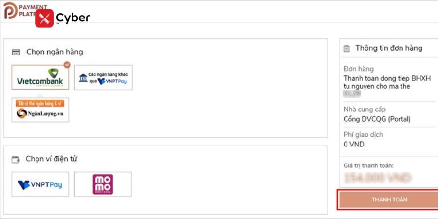 Hướng dẫn cách đóng bảo hiểm xã hội tự nguyện online và trực tiếp 5 Sau đó tiến hành chọn ngân hàng thụ hưởng