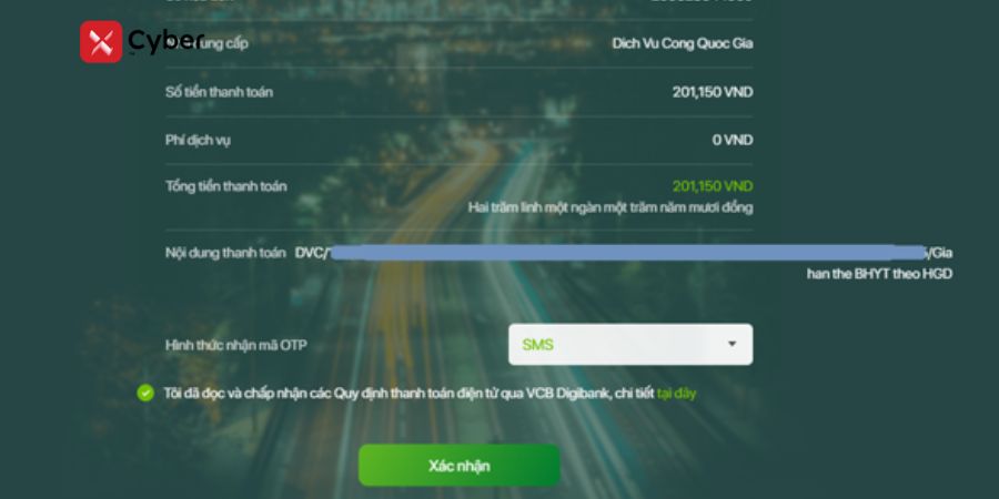 Hướng dẫn cách đóng bảo hiểm xã hội tự nguyện online và trực tiếp 6 Nhập mã xác nhận OTP để hoàn tất thủ tục