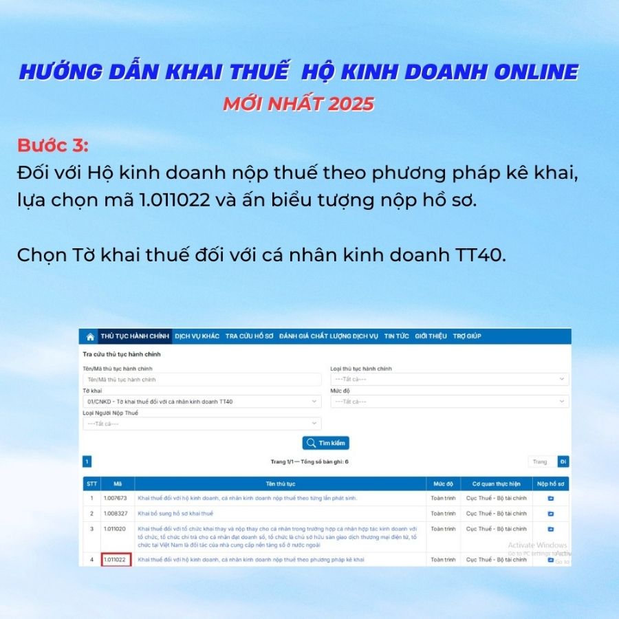 Hướng dẫn khai thuế hộ kinh doanh online 2025: Cách nộp thuế điện tử qua mạng 4 Bước 3