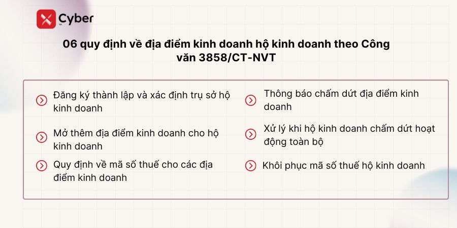 6 quy định về địa điểm kinh doanh hộ kinh doanh