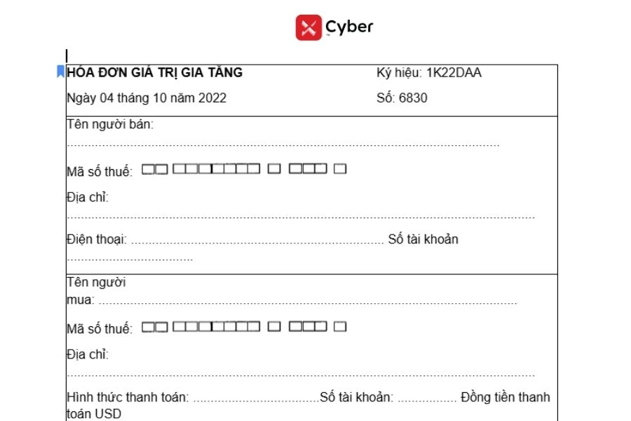Mẫu hóa đơn GTGT bằng ngoại tệ cho hộ kinh doanh