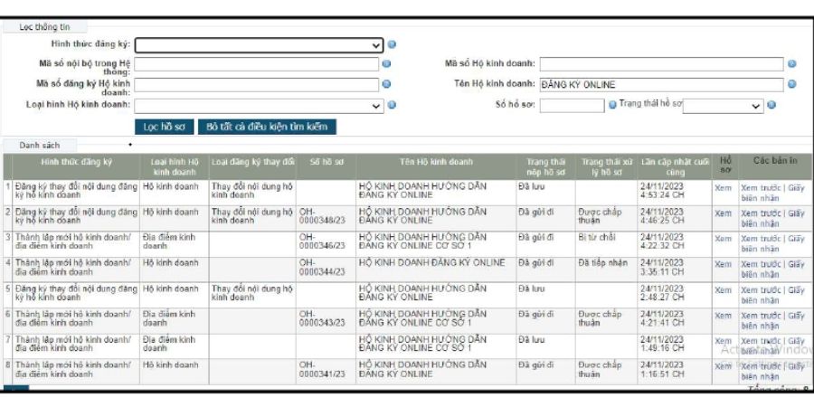 nộp hồ sơ giải thể hộ kinh doanh online trên hokinhdoanh.dkkd.gov.vn