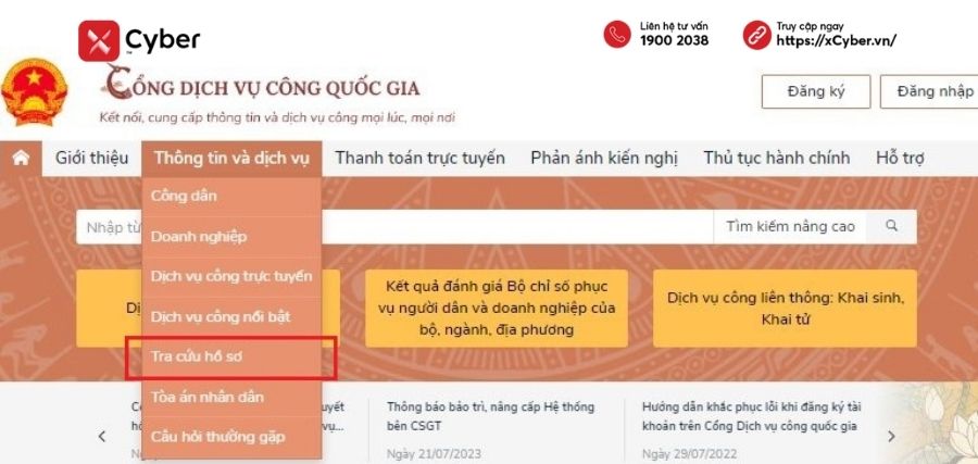 tra cứu giấy phép hộ kinh doanh qua cổng dịch vụ công quốc gia - bước 1