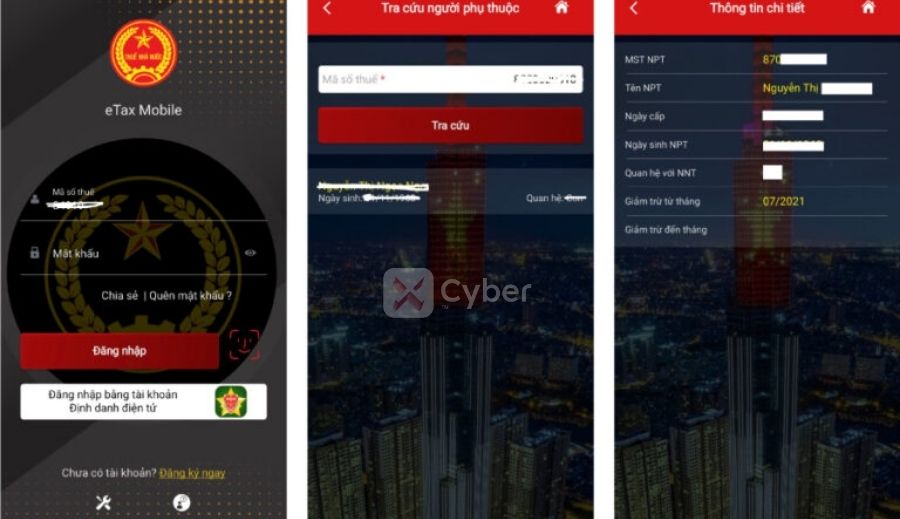 Tra cứu người phụ thuộc trên Etax Mobile