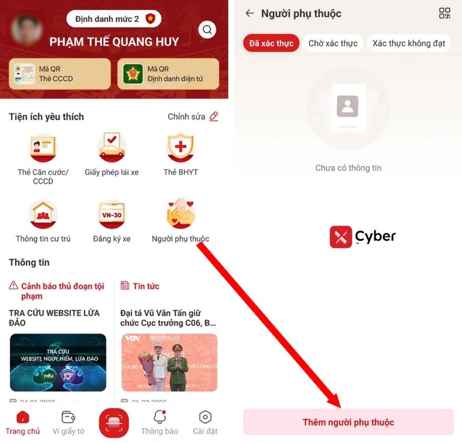Cá nhân tự đăng ký người phụ thuộc: Điều kiện, cách làm & lưu ý quan trọng 8 Cá nhân tự đăng ký người phụ thuộc trên Etax mobile - Bước 2