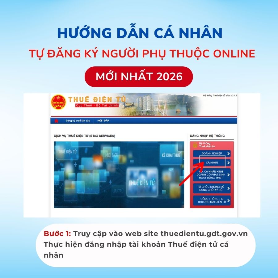 Cá nhân tự đăng ký người phụ thuộc: Điều kiện, cách làm & lưu ý quan trọng 2 Cá nhân tự đăng ký người phụ thuộc trên Thuế điện tử - Bước 1