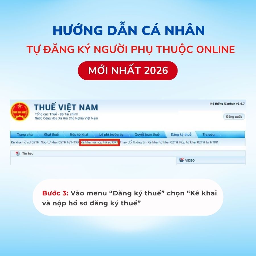 Cá nhân tự đăng ký người phụ thuộc: Điều kiện, cách làm & lưu ý quan trọng 4 Cá nhân tự đăng ký người phụ thuộc trên Thuế điện tử - Bước 3