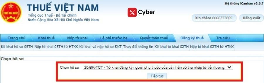 cách đăng ký người phụ thuộc đã có mã số thuế