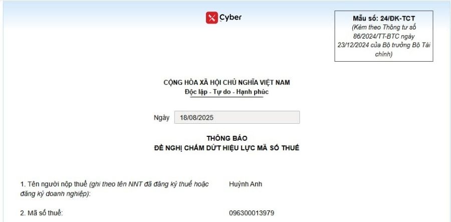 Cách hủy mã số thuế người phụ thuộc có 2 mã số thuế