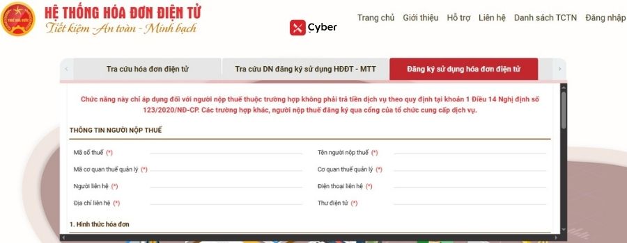 2 Cách đăng ký hóa đơn điện tử hộ kinh doanh theo quy định mới nhất 2 Đăng ký hóa đơn điện tử hộ kinh doanh qua Tổng cục Thuế - Bước 1