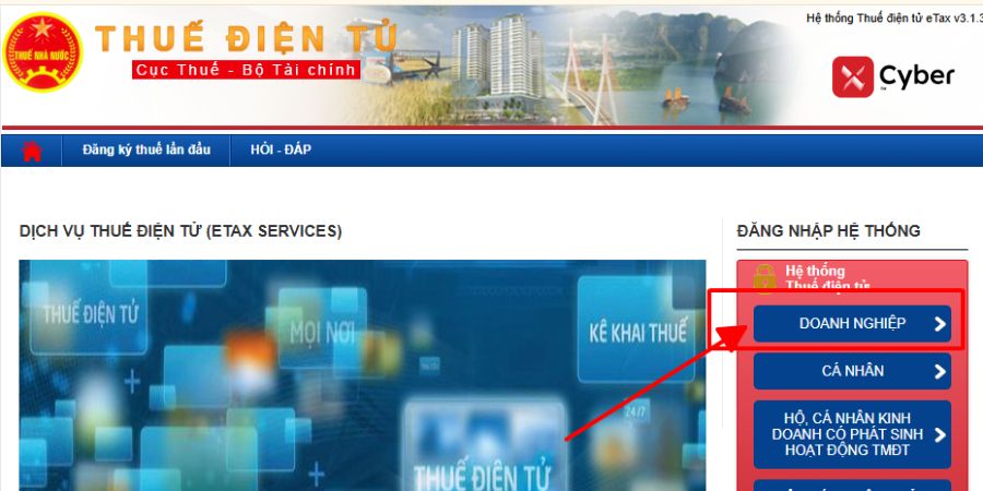Tra cứu nợ thuế doanh nghiệp trên Thuế điện tử - Bước 1