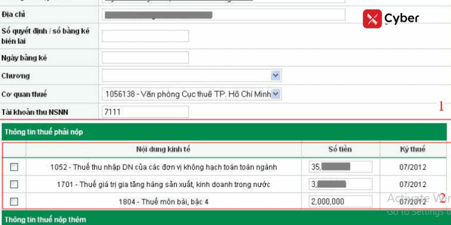 Cách nộp thuế hộ kinh doanh qua ngân hàng nhanh chóng và an toàn 7 cách nộp thuế hộ kinh doanh qua ngân hàng - bước 5