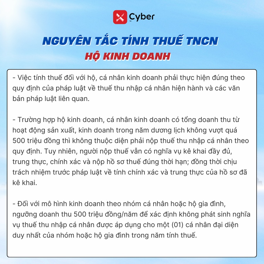 nguyên tắc tính thuế tncn hộ kinh doanh