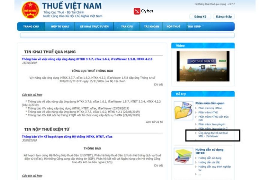 không nộp được do lỗi không đọc được tờ khai xml