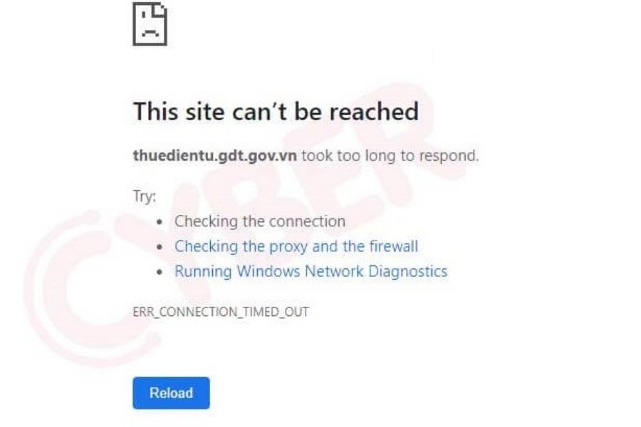 lỗi không vào được trang thuế điện tử