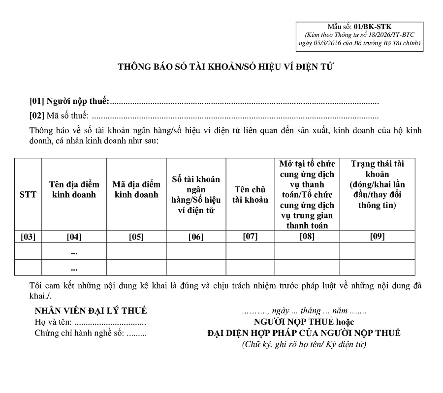 mẫu số 01/bk-stk là gì
